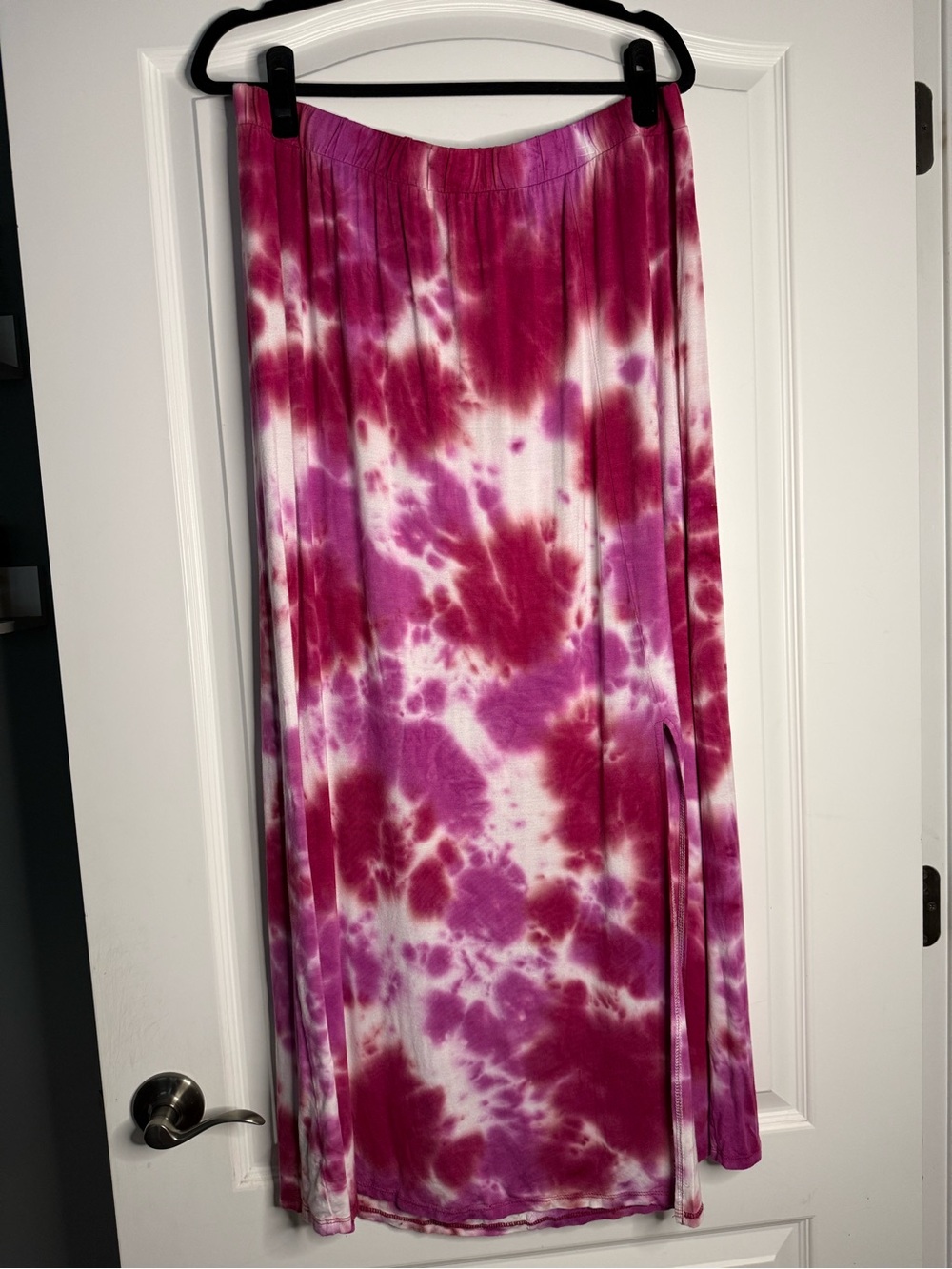 Lane Bryant Pink White Tie Dye Maxi Skirt with Side Slit